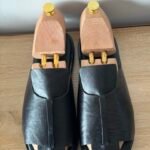 Black Leather Slide Sandals